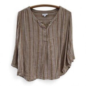 J.Jill Womens Striped Beige & White Rayon Top Size M